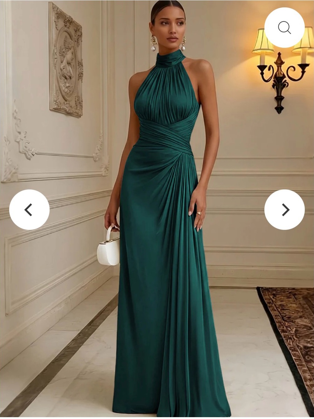 Sleeveless Emerald Halter Maxi Dress with Gathered Waist